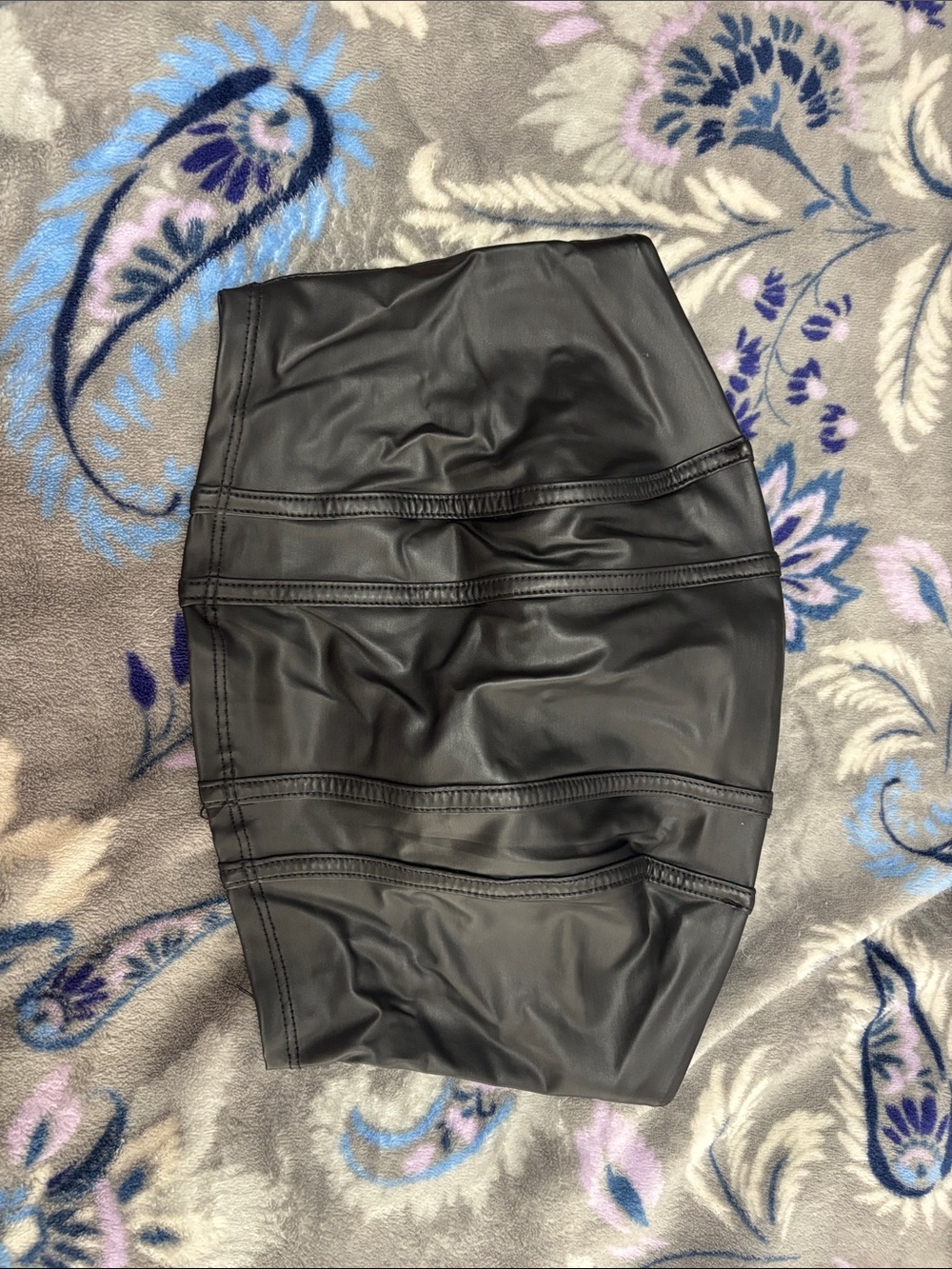 Leather black mini tube top